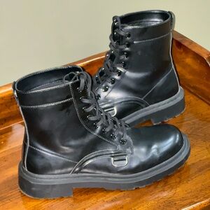 Zara Black Combat Boots Eur 39 Lace Up All Weather